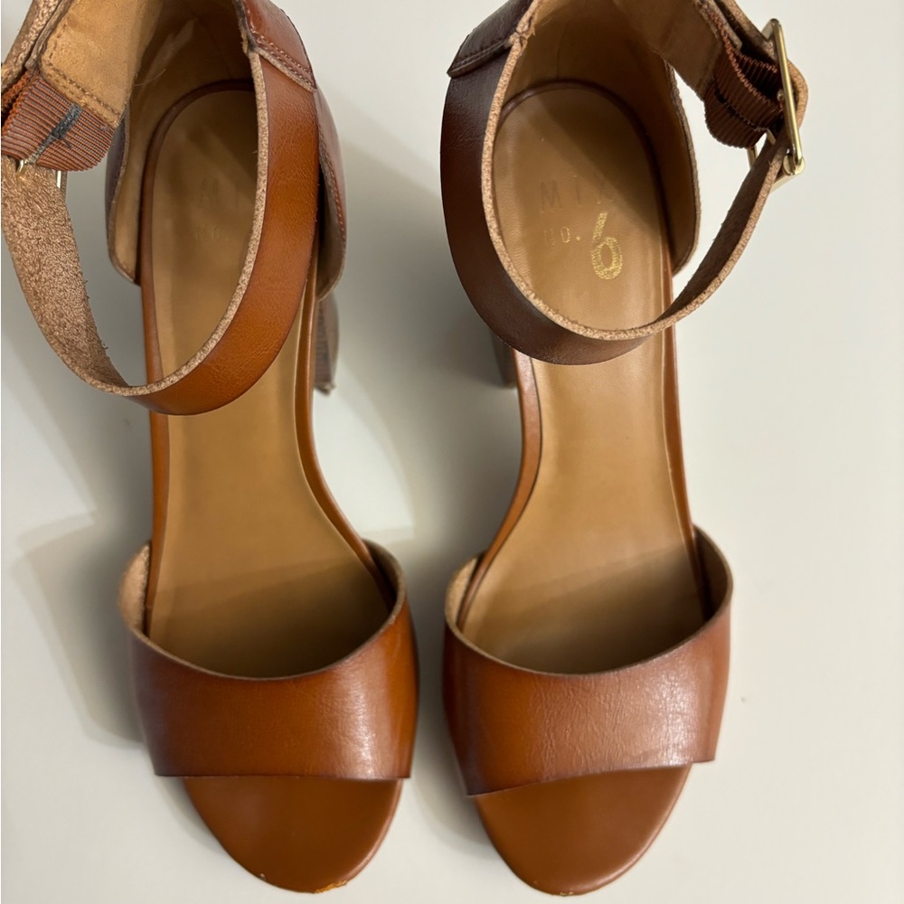 Mix No. 6 Women's Brown Open-Toe Block 3.75” Heel Sandals Size 8M